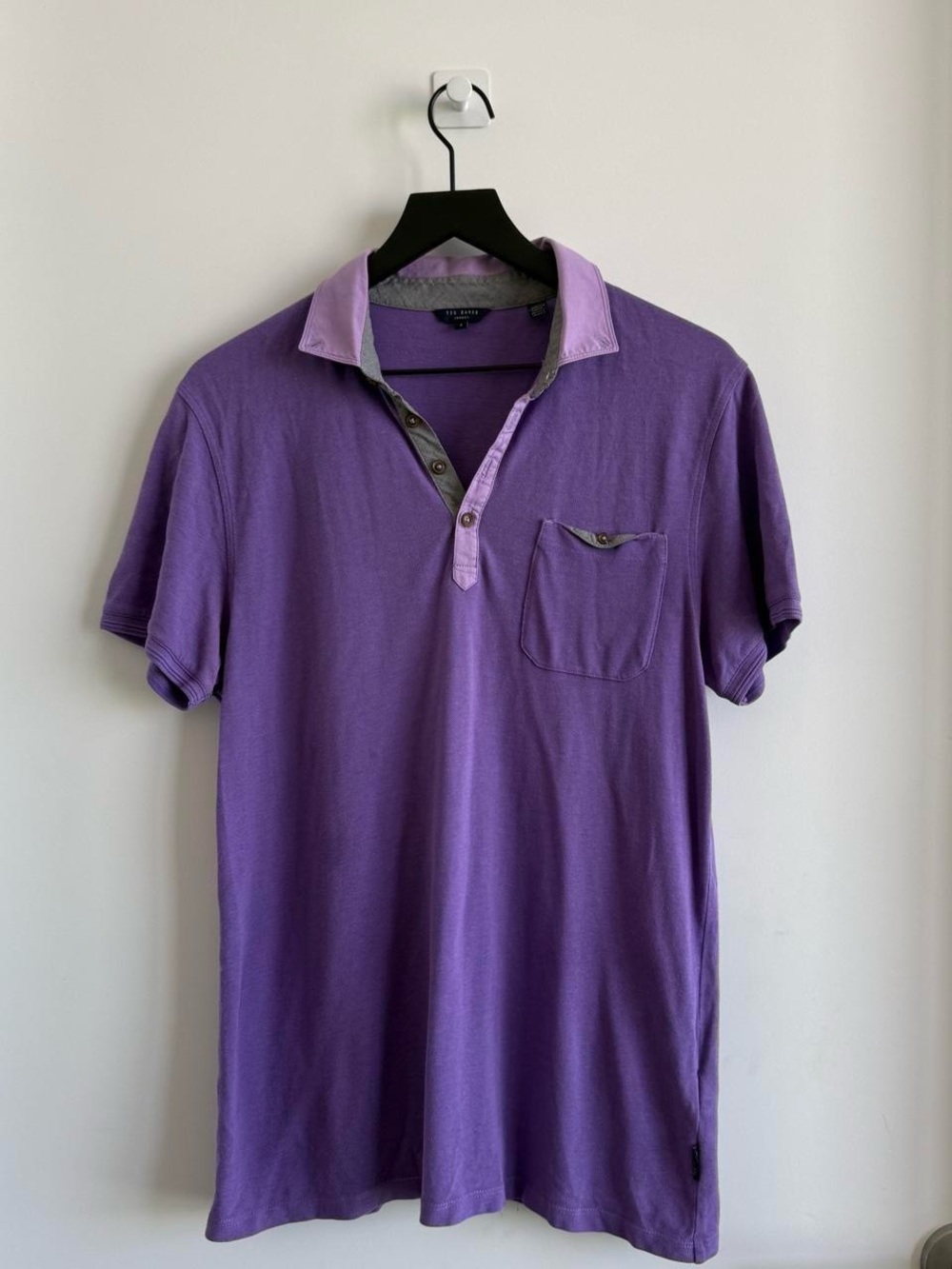 Ted Baker Purple Polo with Light Purple Contrast Collar